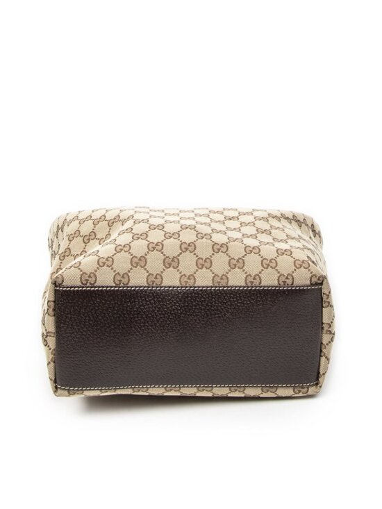 Pre-loved Gucci Charmy Tote Bag | Pepper Luxury Vintage Gucci Charmi Tote Beige Brown GG Canvas